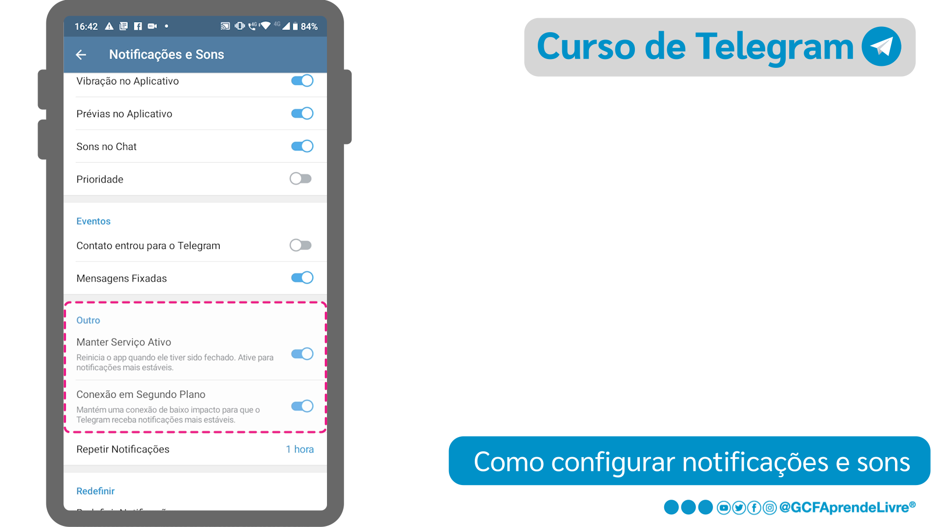 Como deixar as notificações ativas do Telegram